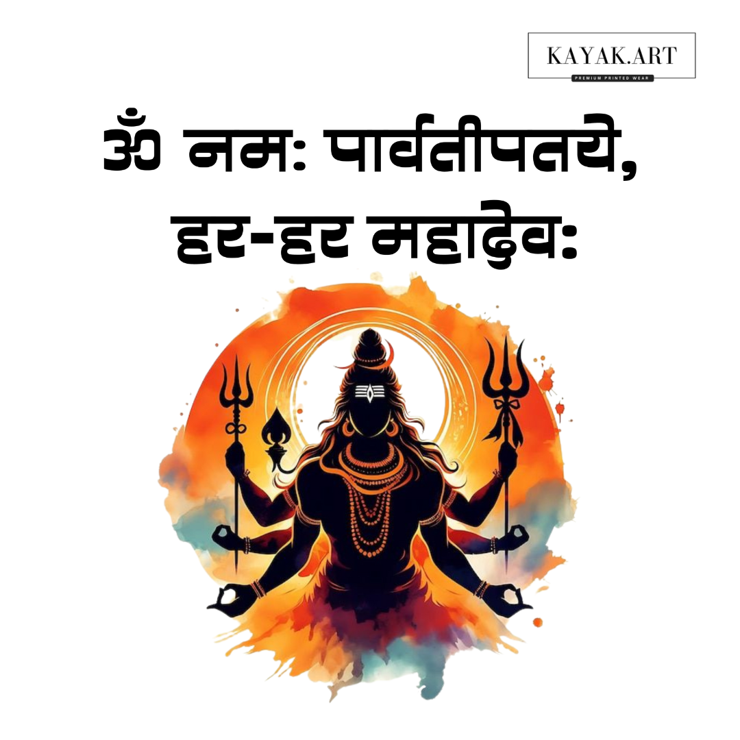 Om Namah Parvati Pataye Har Har Mahadev Printed Tshirt